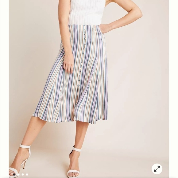 Maeve Dresses & Skirts - Anthropologie | Maeve Striped Button Freya Midi Skirt